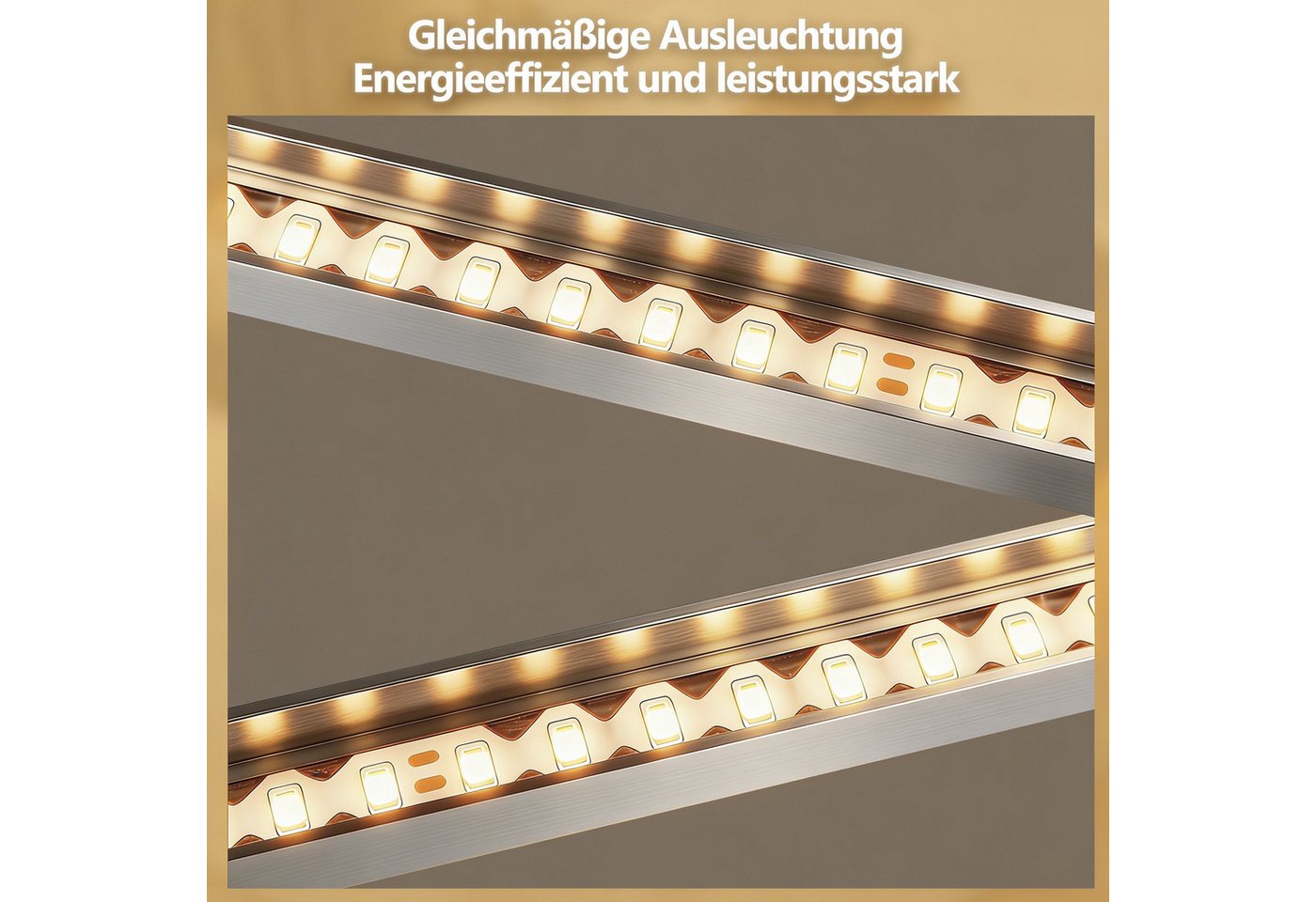 ZMH LED Deckenleuchte 2 überkreuzte Rahmen, 39,5 cm, flach und drehbar, nicht dimmbar, LED fest integriert, Warmweiß, Wohnzimmer Drehbar, 24 W, für Schlafzimmer Flur Küche Bild 5