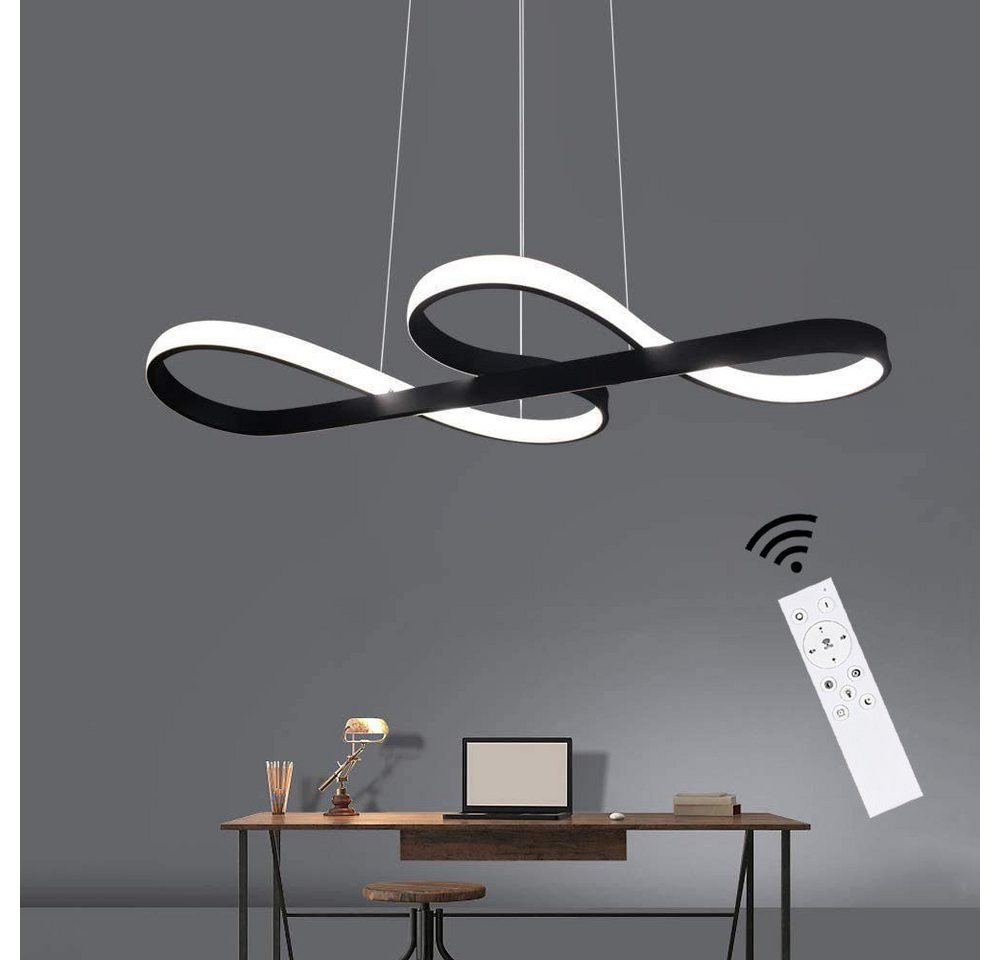 ZMH Pendelleuchte LED Esstisch Schwarz/Weiß Hängeleuchte Modern 47W Dimmbar Esszimmer, LED fest integriert, warmweiß-Kaltweiß, 3000-6500K mit Fernbedienung Pendellampe Wohnzimmer Büro Bild 2