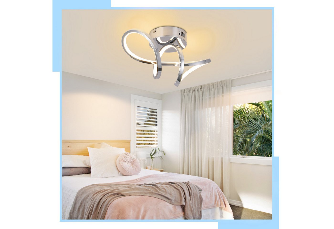 ZMH LED Deckenleuchte Wohnzimmer 3 Blatten verflochten 25/34/40CM Modern für Schlafzimmer, LED fest integriert, 12W, 1411lm, 3000K, warmweiß, 34×14,5×17cm, verflochtenes Design Bild 5