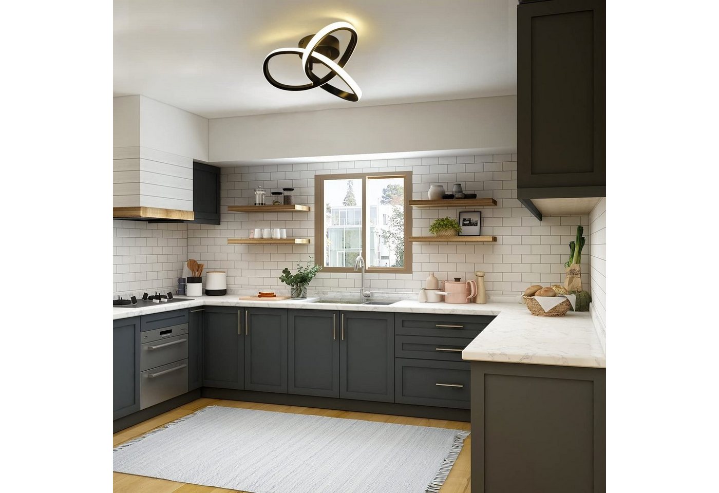 ZMH LED Deckenleuchte Wohnzimmer 3 Blatten verflochten 25/34/40CM Modern für Schlafzimmer, LED fest integriert, Warmweiß 3000K, 3000K, warmweiß, 24×24×12cm, verflochtenes Design Bild 3