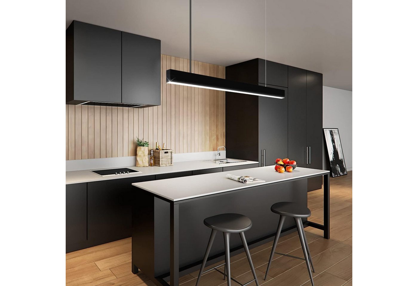 ZMH LED Pendelleuchte Esstisch Hängelampe Dimmbar - Modern mit Fernbedienung, LED fest integriert, weiß, dimmbar, Lang Linear, 53/57W Bild 3