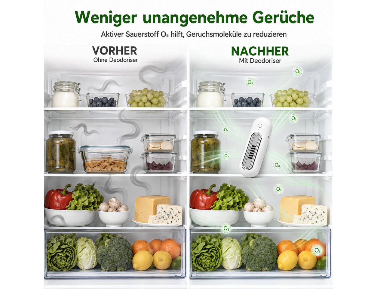 XEOOCE Luftreiniger Kühlschrank-Geruchsentferner Ozon 2 Modi Wiederaufladbar Bild 5