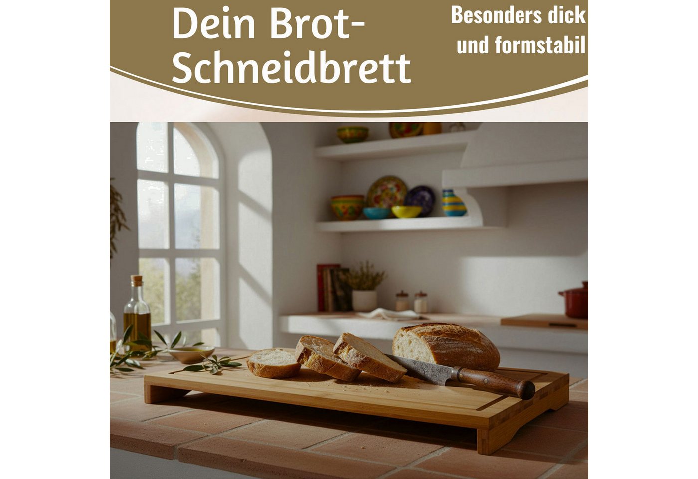LS-LebenStil Schneide- und Abdeckplatte XL Holz Schneidebrett Herdabdeckplatte 54x28cm FSC Bambus Küchenbrett, Holz, (Tranchierbrett mit Saftrinne, Küchenbrett Holzbrett Servierbrett, 1 tlg., Kochfeld Ceranfeld Herdabdeckung), Schneideplatte Vesperbrett Tapas, FSC zertifiziert Bild 2