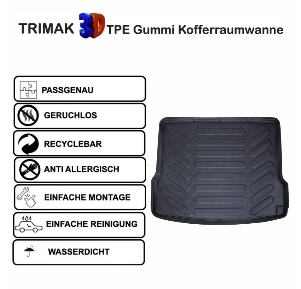 Trimak Passform-Fußmatten Oder Kofferraumwanne Oder Set kompatibel mit Audi Q7, Audi Q7 4M ab 2015 Gummimatten Auto & Kofferraummatte TPE Antirutsch Bild 3