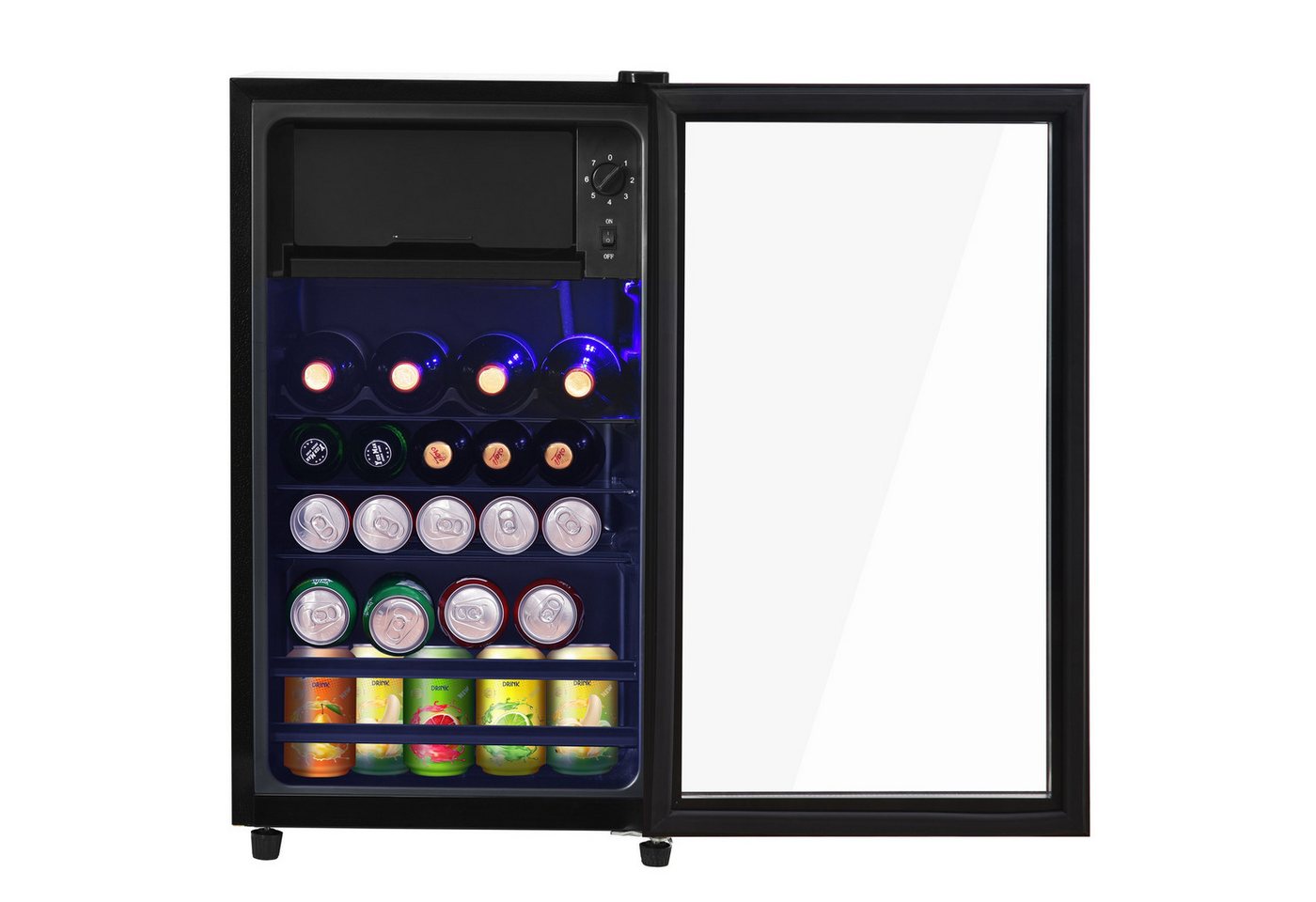 Rolipo Getränkekühlschrank 76L Kühlschrank mit Gefrierfach (6L+70L), 43dB 83 kWh/Jahr SC-76A, 71,6 cm hoch, 40 cm breit, 40×43,5×71,6cm, LED, verstellbare Glasböden, freistehend Bild 2