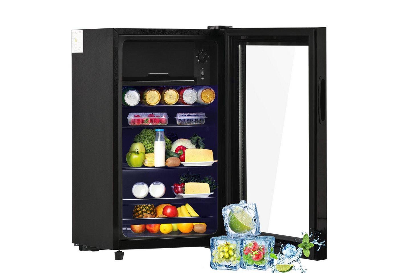 Rolipo Getränkekühlschrank 76L Kühlschrank mit Gefrierfach (6L+70L), 43dB 83 kWh/Jahr SC-76A, 71,6 cm hoch, 40 cm breit, 40×43,5×71,6cm, LED, verstellbare Glasböden, freistehend Bild 3
