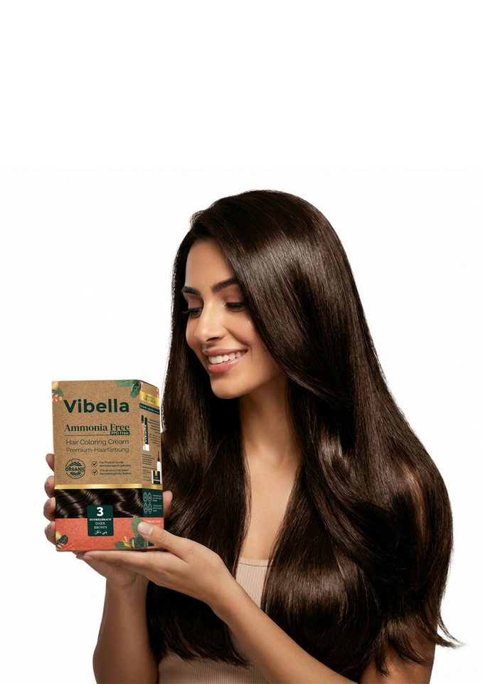 Vibella Haarfarbe Haarfärbecreme Nr. 3 Dunkelbraun – Premium-Haarfarbe Bild 2