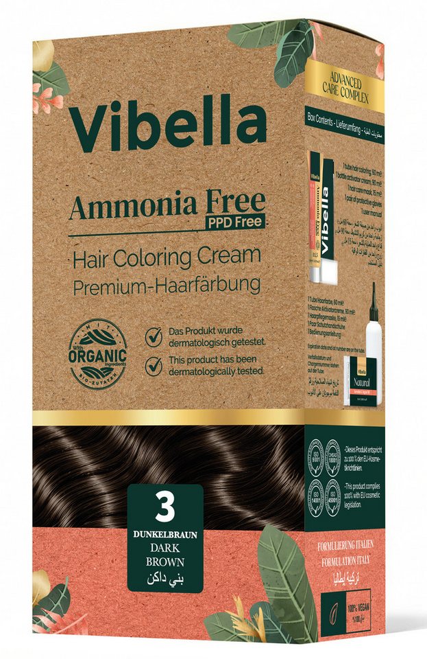 Vibella Haarfarbe Haarfärbecreme Nr. 3 Dunkelbraun – Premium-Haarfarbe Bild 4