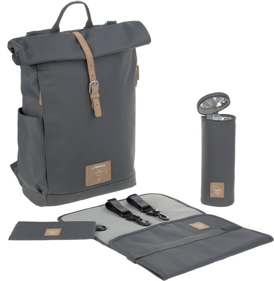 LÄSSIG Wickelrucksack Green Label, Rolltop, anthracite, PETA-approved vegan, zum Teil aus recyceltem Material Bild 5