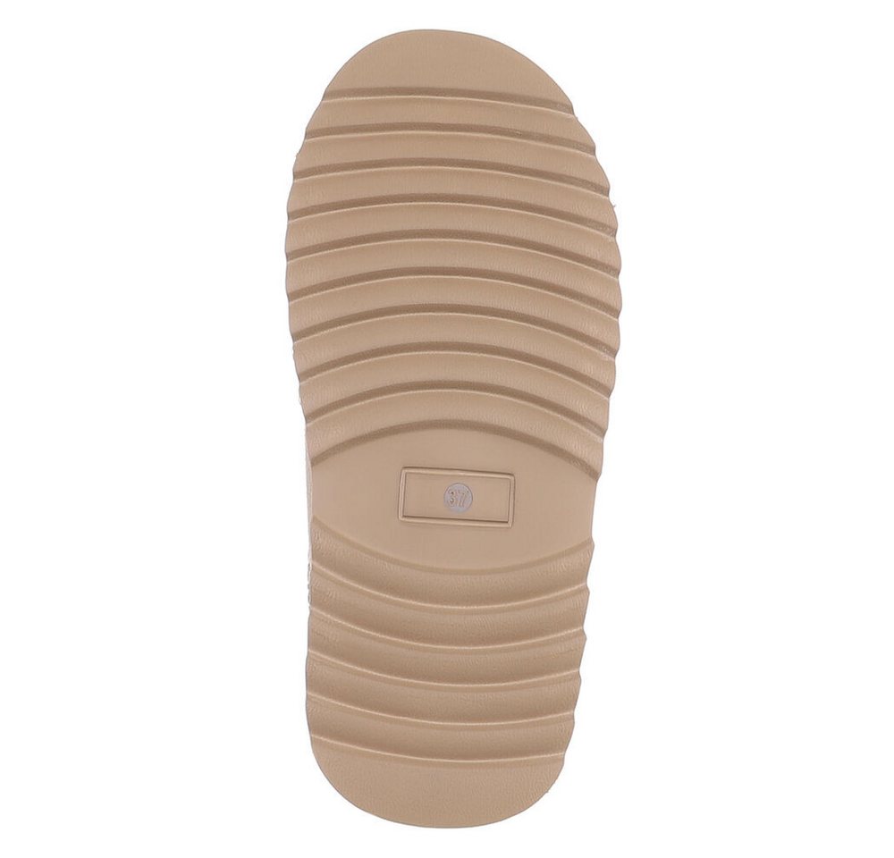 Ital-Design Echtleder Damen Slip-on Plateau Clog mit Profilsohle Snowboots (92392449) Flach Stiefeletten in Beige Bild 2