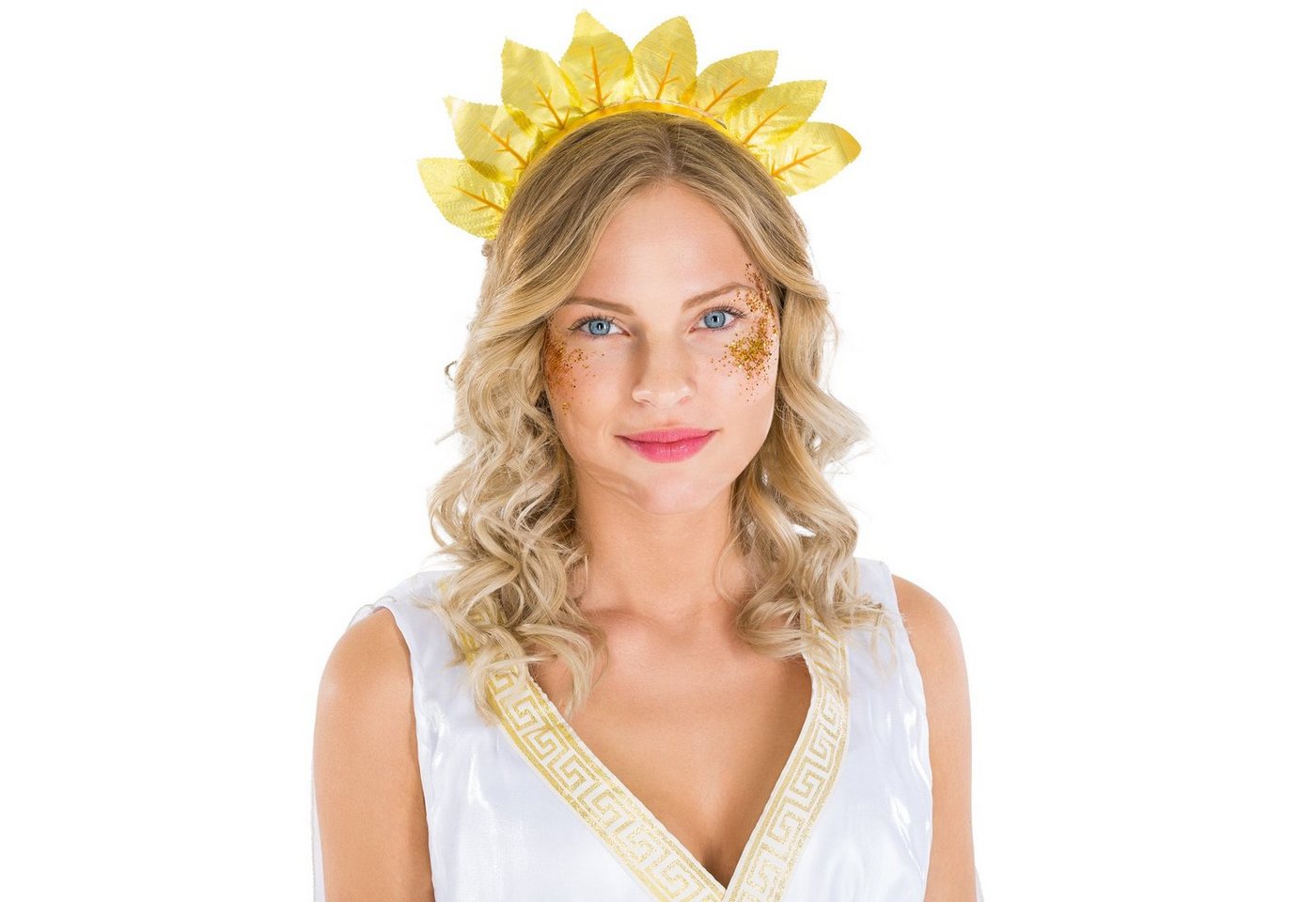 dressforfun Kostüm Römische Feldherrin/Römerin, in weiß, Gr. XXL, Langes schönes Kleid, Haarschmuck in Lorbeeroptik, Bindegürtel ebenfalls mit Brokatmuster Bild 5