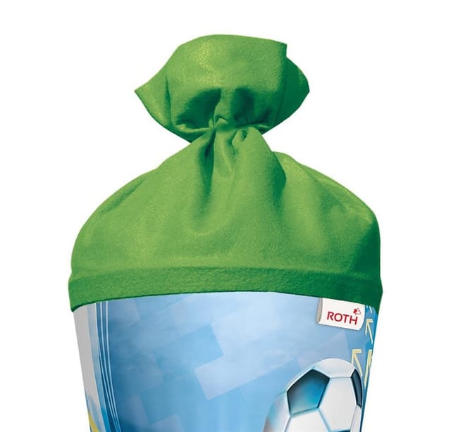 Roth Schultüte Fußball, 70 cm, rund, mit grünem Filzverschluss, Zuckertüte für Schulanfang