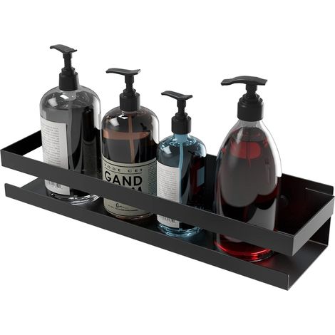 Duschablage Ohne Löcher, Shampoo- Und Duschgelhalter, Badezimmer-aufbewahrungskorb, Duschablage Aus Edelstahl, Schwarz Lackiert, 30 Cm – 1 Stück