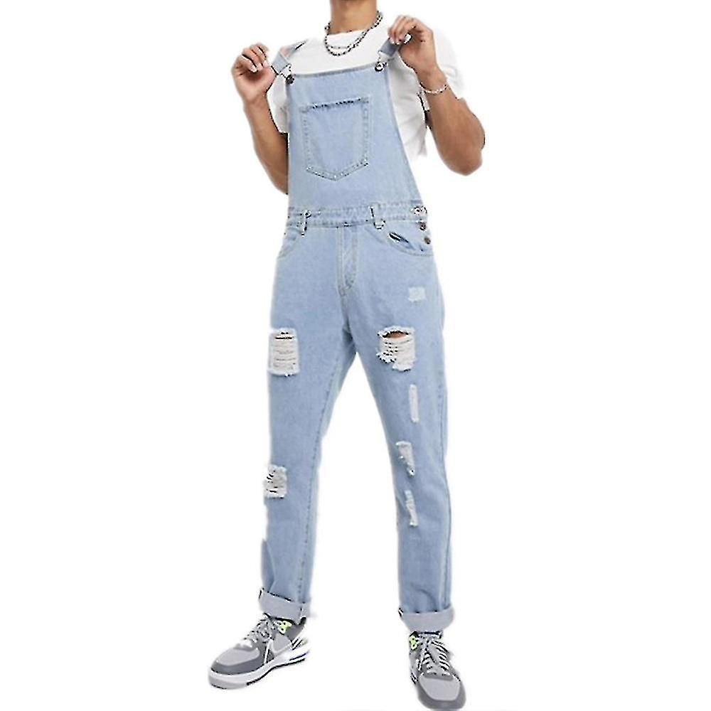 Zerrissene Herren-jeanslatzhose – Größe 3xl – Hellblau