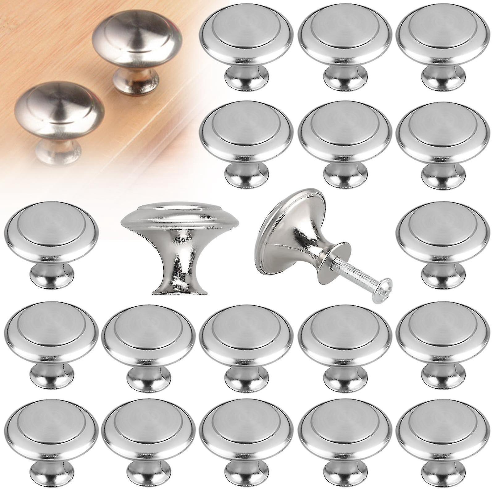 Set Aus 40/20 Robusten Schranktürgriffen Aus Gebürstetem Nickel, Runde Badezimmerschubladengriffe - Yyc20