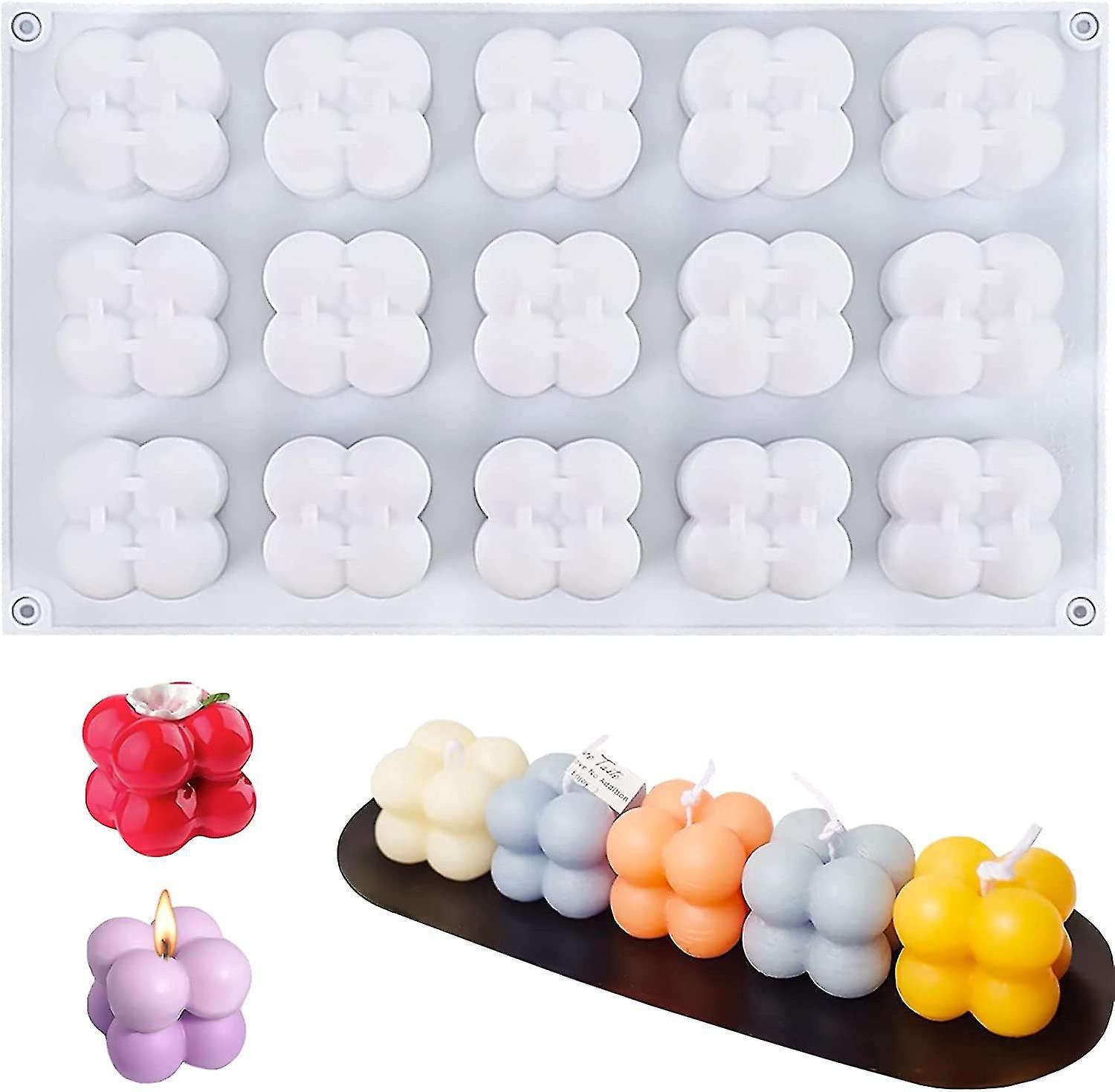 Silikonform Für Seifenblasenkerzen, 15-in-1-handarbeitsform Für Sojawachs, 3d-seifenblasenkerzenform Aus Harz, Mousseform Für Seife, Pudding Und Kuchen