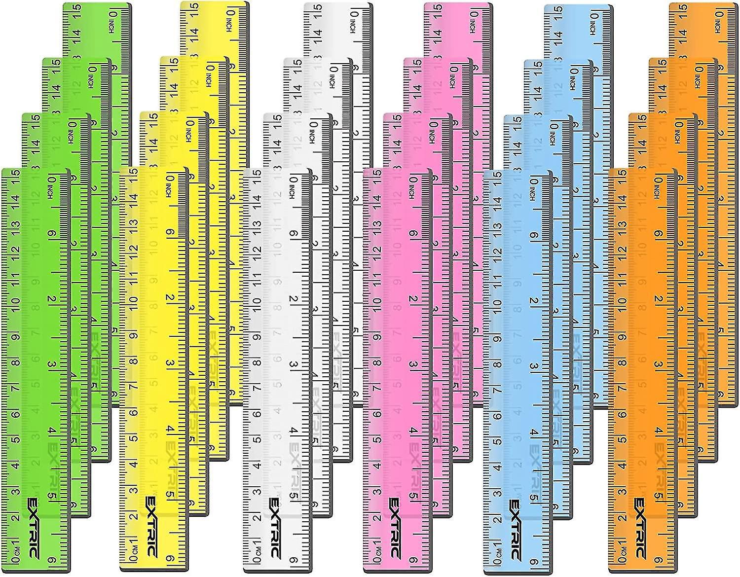 15-cm-lineal – Transparente Lineale – Verschiedene Farben – 24er-pack Kinderlineale, Kleine Lineale Mit Zoll- Und Zentimeter-einteilung, Linealset Für Den Unterricht, Unzerbrechliches 15-cm-lineal