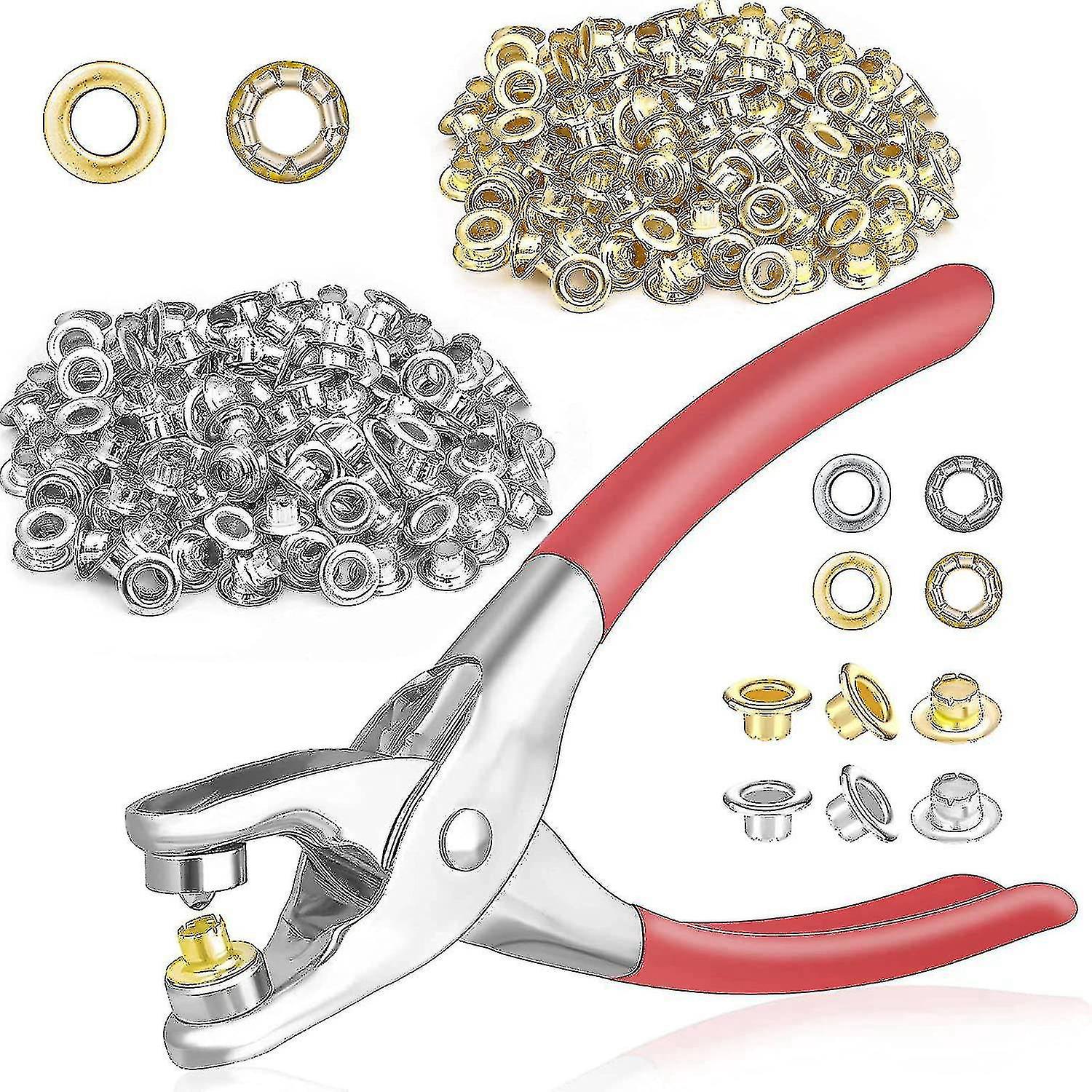 Set Mit 401 Ösenclips 6 Mm (1/4 Zoll), Inklusive 400 Gold- Und Schwarzmetallenen Ösen.