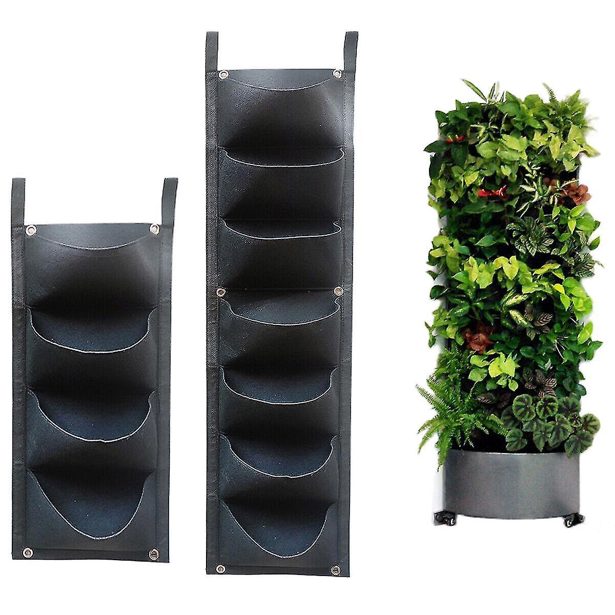 Vertikaler, Wandmontierter Pflanzbeutel Mit Mehreren Fächern Für Den Blumenanbau – 4 Fächer