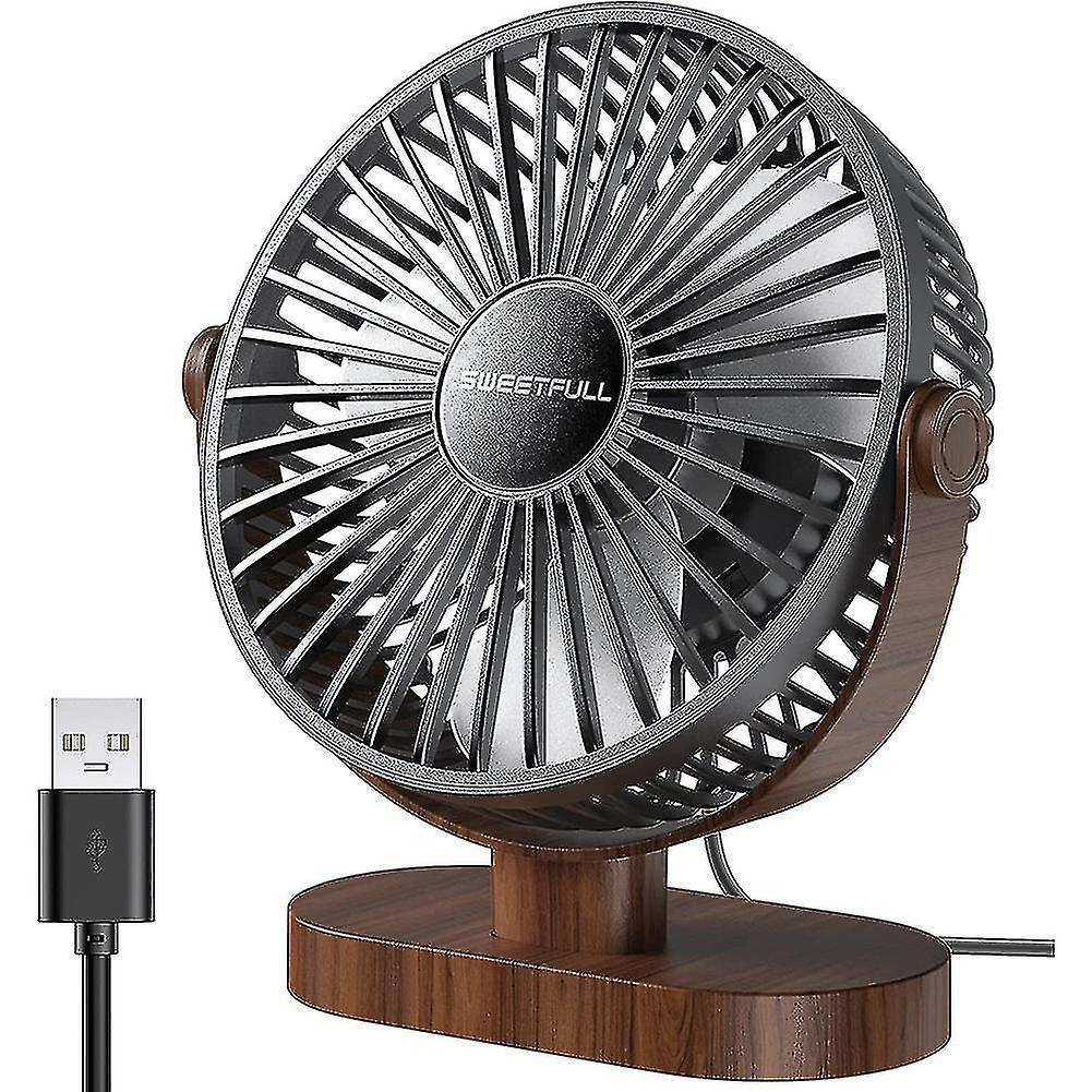 16,3 Cm (6,4 Zoll) Großer Usb-tischventilator Aus Holz, 3 Geschwindigkeitsstufen, Leise Und Tragbar, Mini-ventilator Für Zuhause