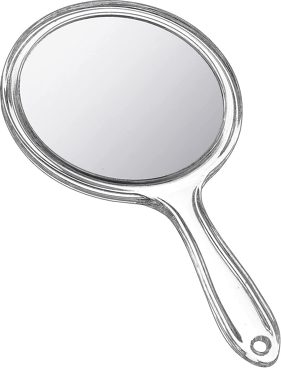 Doppelseitiger Handspiegel Mit 1-facher/2-facher Vergrößerung Und Transparentem Griff