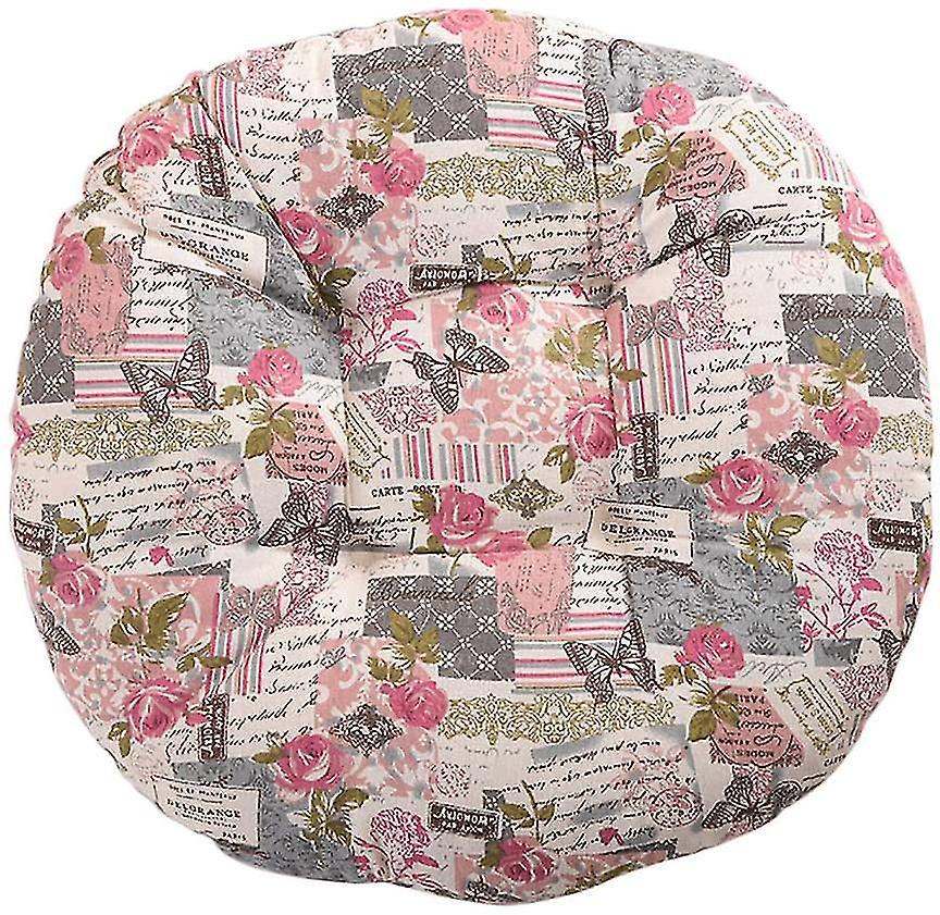Rundes Stuhlkissen Mit Blumen- Und Tiermuster, Für Den Außenbereich (garten, Balkon), 40 Cm, Rosa Baumwolle Und Leinen