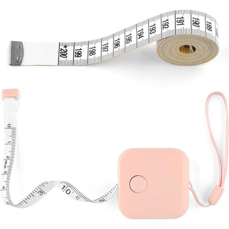 Set Mit 2 Maßbändern – Für Körpermaße, Näharbeiten Und Bastelarbeiten, Einziehbar, Wendbar, 1,5 M, Rosa