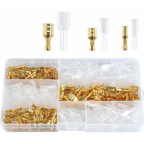 150-teiliges Set Messing-crimpklemmen 2,8/4,8/6,3 Mm, Sortiert, Faston-crimpklemmen Mit Isolierhülsen, Weiblicher Stecker, Oxidationsbeständig, Bruchfest, Für Motorrad, Boot, Auto