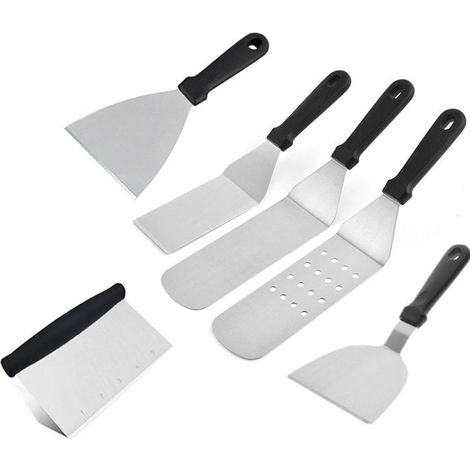 Grillset Aus Edelstahl, 6-teilig, Inklusive Grillbesteck, Bbq-wender Und Teppanyaki-wender