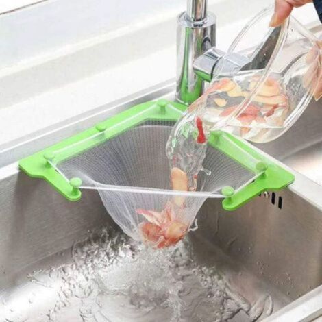 Dreieckiger Küchenspülen-siebkorb Mit 50 Hänge-siebbeuteln, Feinmaschiger Küchen-siebbeutel (1 Halter + 50 Filterbeutel)