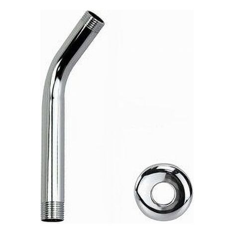 Braccio Per Soffione Doccia Bagno Tondo In Acciaio Cromato Con Rosone 18cm 59498