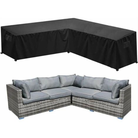 Wasserdichte 420d Oxford Garten-ecksofa-abdeckung, Staubdicht, L-förmige Gartenmöbelabdeckung (27027087)