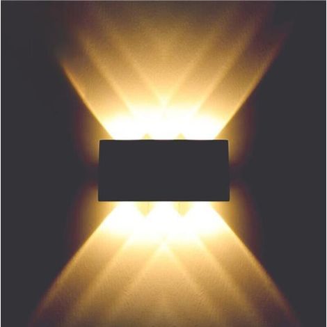 Led-außenwandleuchte, Led-wandleuchte, Wandleuchten, Led-außenwandleuchte, 6-w-innenwandleuchte Mit Auf- Und Abwärtsbewegung, Led-wandleuchte Aus Aluminium, Ip65 Wasserdicht, Warmweißes Licht (schwarz