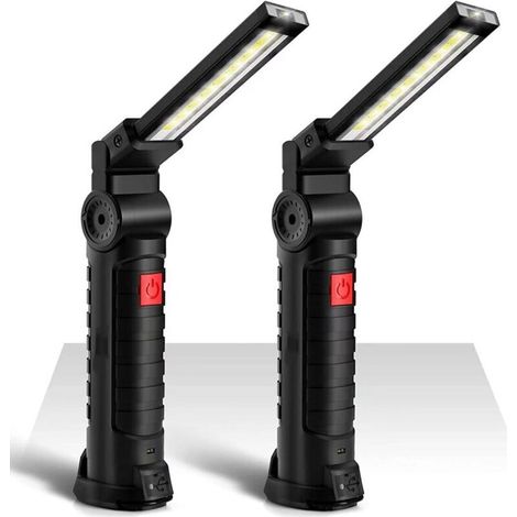 2er-pack Cob-arbeitsleuchte, 800 Lm Ultrahelle Led-arbeitsleuchte, Usb-wiederaufladbare Inspektionslampe Mit Magnetfuß