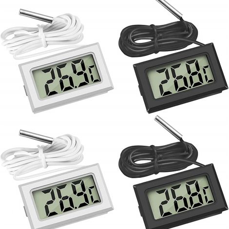 Digitales Thermometer Mit Wasserdichter Außensonde Für Kühlschrank, Gefrierschrank Und Aquarium, 4 Stück