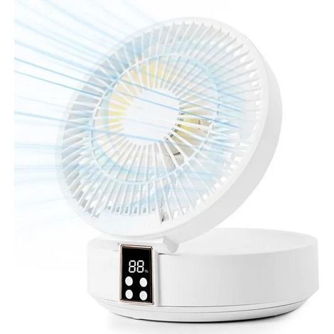 Wiederaufladbarer, Tragbarer Tisch- Und Wandventilator Mit Usb-anschluss, Leiser, Bürstenloser Motor, 3 Geschwindigkeitsstufen, Fernbedienung, Timer Und Led-beleuchtung.