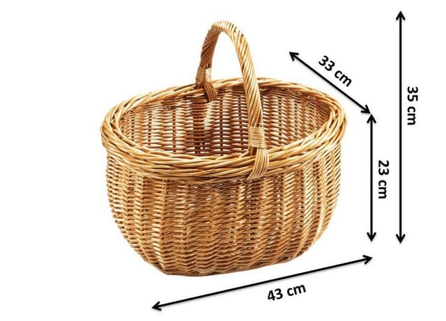 Kobolo Einkaufskorb Korb aus gekochter Weide 43x33x37 cm, 21 l