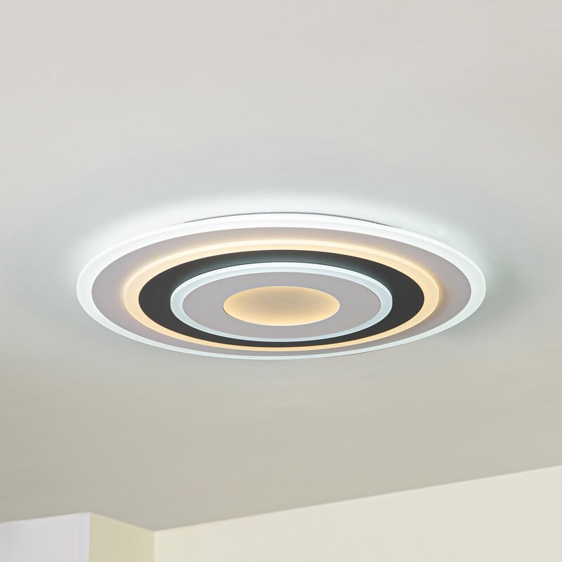[neuwertig] B-ware Lindby Deckenleuchte Deckenlampe Led Rebeka Rund Weiss Schwarz Acryl Metall