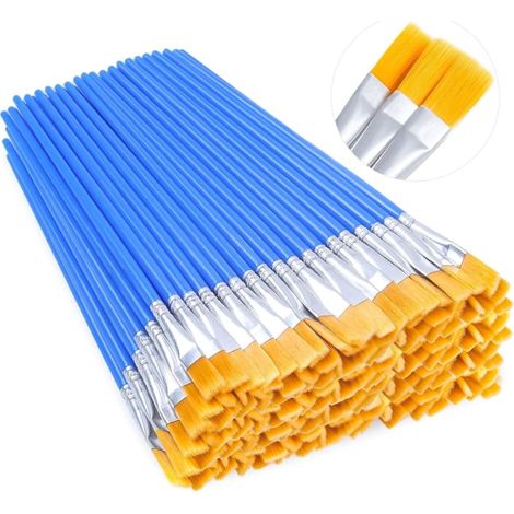 Honornic - Packung Mit 100 Flachen Pinseln Für Kinder, Ideal Für Acrylmalerei Und Kreative Hobbys.