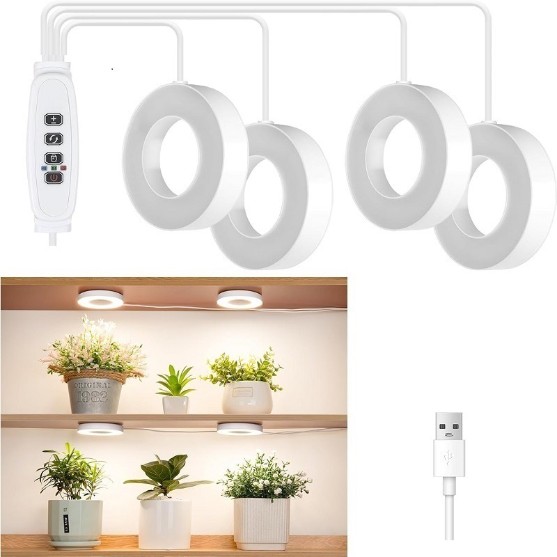 4 Pcs Lampe Horticole Led, Lampes De Croissance Horticoles, Lampe De Croissance Pour Plantes Avec Minuterie, 48 Led, 3 Modes Lumière, Prise Usb, 10 Niveaux Luminosité Pour Plantes Dintérieur Semis