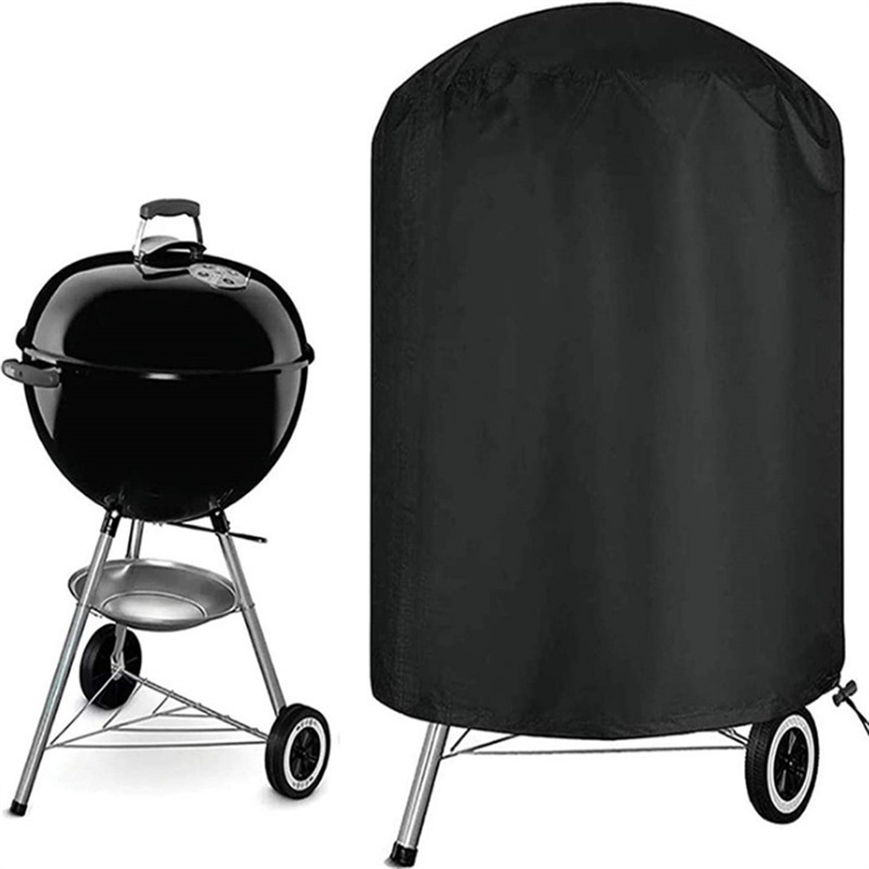 Housse Ronde Pour Barbecue Dextérieur, Résistante Aux Uv, Imperméable, En Tissu Oxford 210d, Noire, 61 X 72 Cm