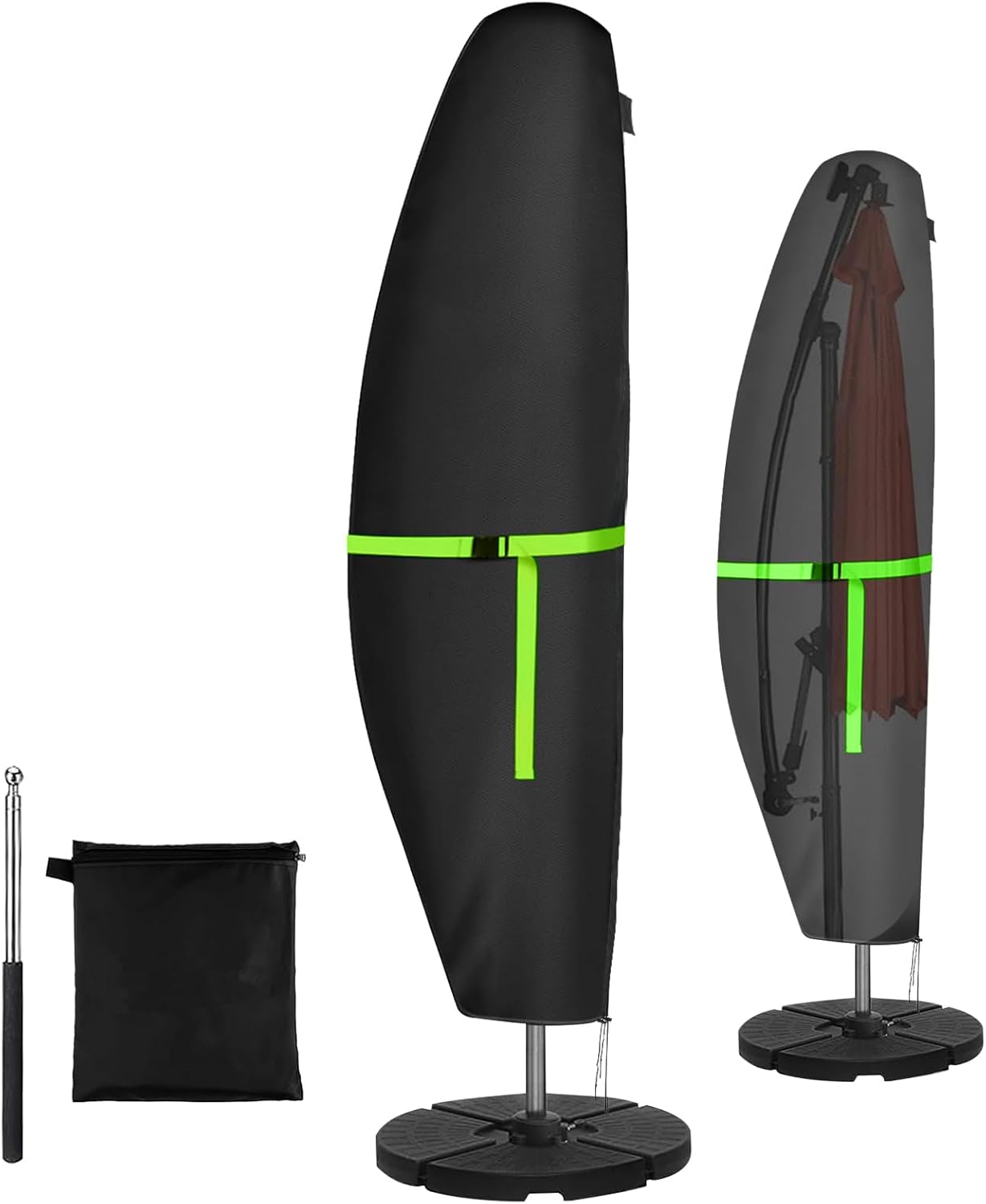 Une Housse De Parasol, Adaptée Aux Parasols Déportés Et Aux Parasols De Jardin Sur Pied, 280 X 30 X 81/46 Cm