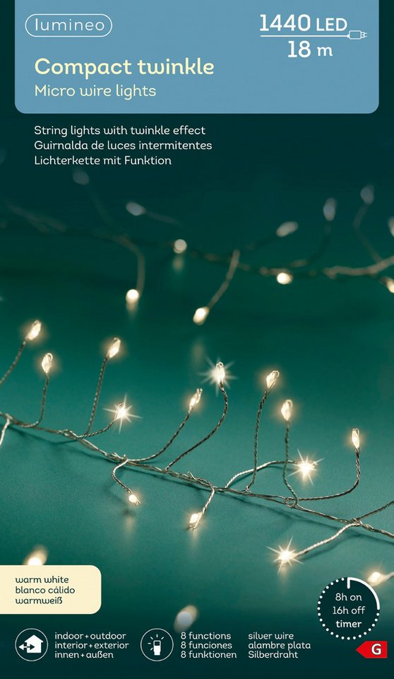 Micro Led Lichterkette Compact 18 M Silber Für Den Außenbereich, Warmweiß Bild 4