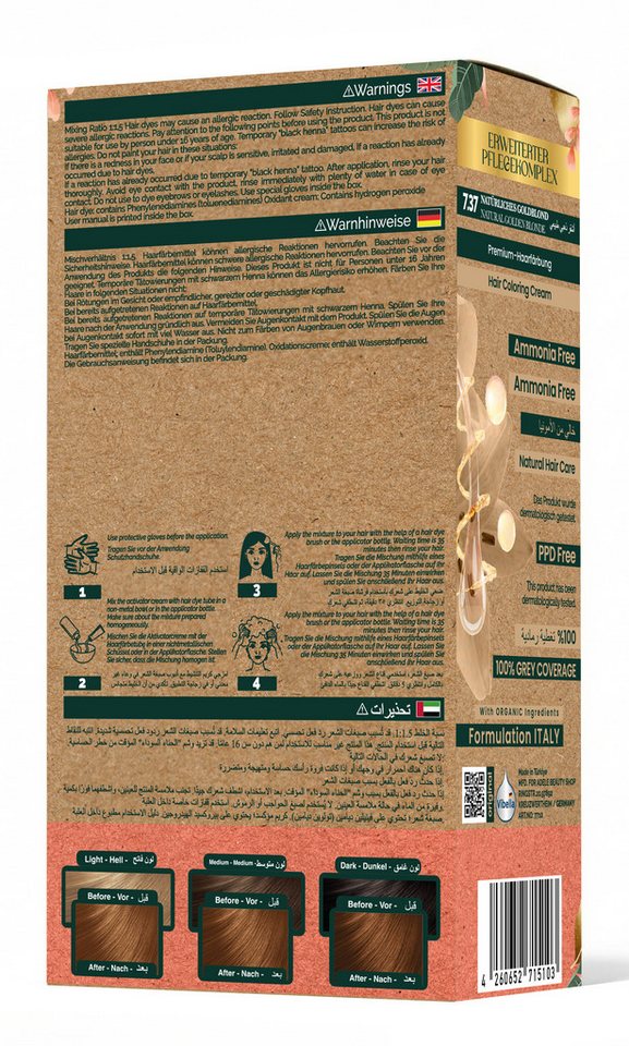 Vibella Haarfarbe Haarfärbecreme Nr. 7,37 Natürliches Goldblond Bild 2