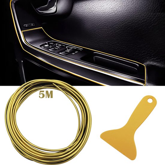 Meter Lange Zierleiste Für Fahrzeuginnenräume, Universelle Flexible Pvc-innenausstattungsleiste, Kfz-zierleiste (vergoldet).