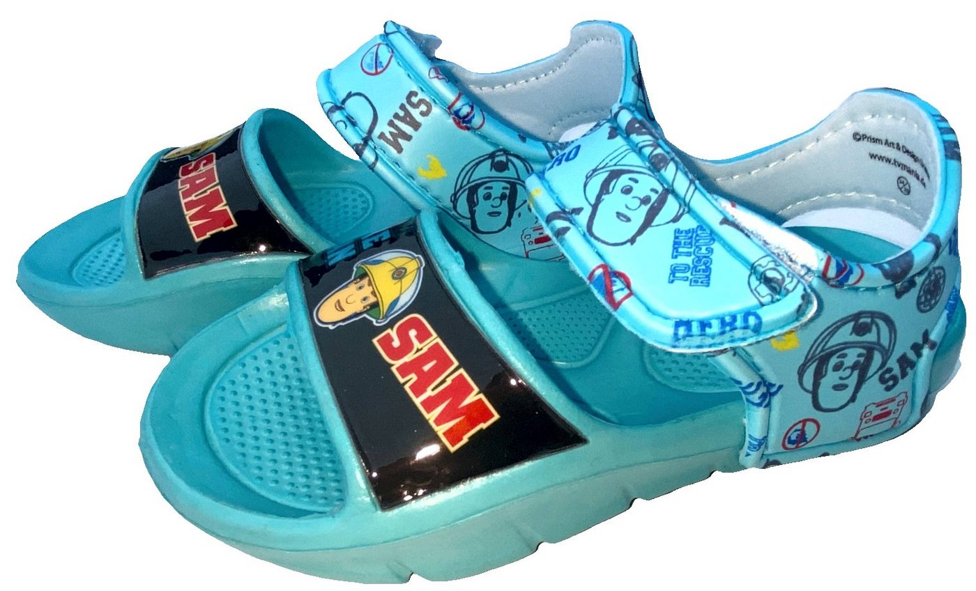 Feuerwehrmann Sam Feuerwehrmann Sam Sandalen Badeschuhe Schuhe für Jungen + Mädchen, rutschfeste Sohle, Klettverschluss, Kinderschuhe Sommerschuhe Schwimmschuhe blau Gr.24/25 26/27 28/29 30/31 Badesandale Bild 2