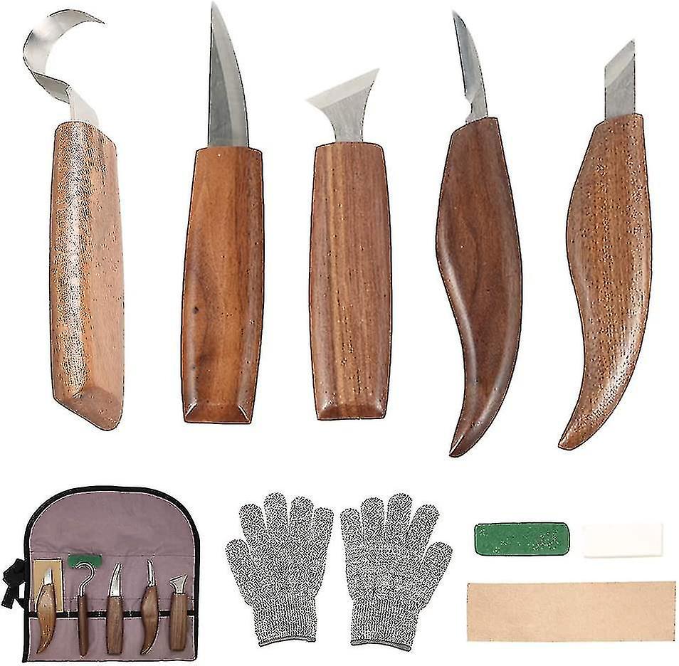 Set Aus 10 Holzschnitzwerkzeugen Aus Kohlenstoffstahl Mit Hakenmesser, Professionelle Gravurwerkzeuge, Geeignet Für Die Holzbearbeitung.