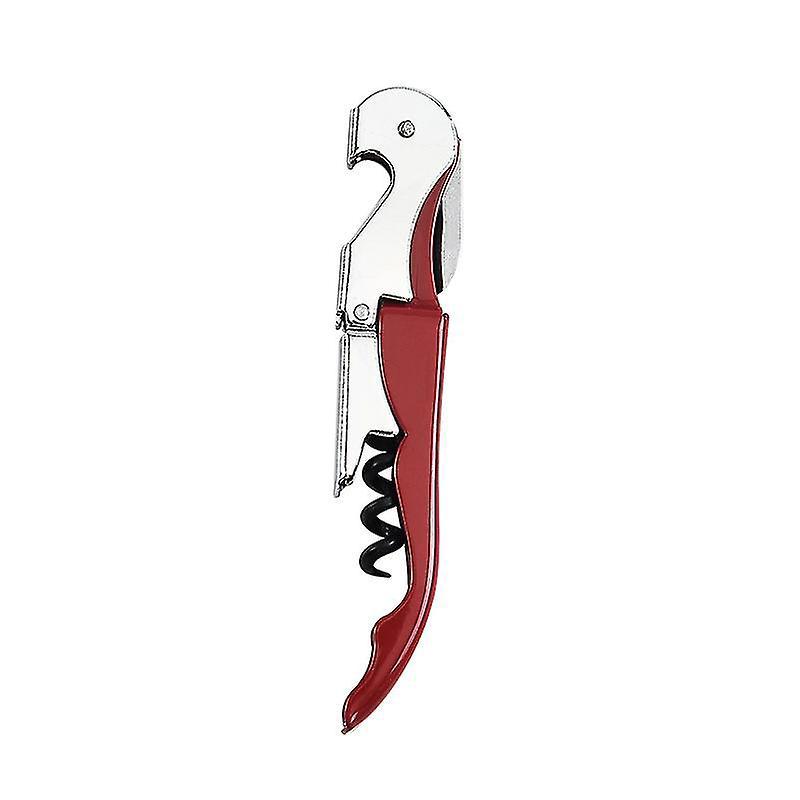 3-in-1-korkenzieher Und Flaschenöffner Aus Edelstahl Mit Folienschneider – Roter, Doppelt Klappbarer Korkenzieher