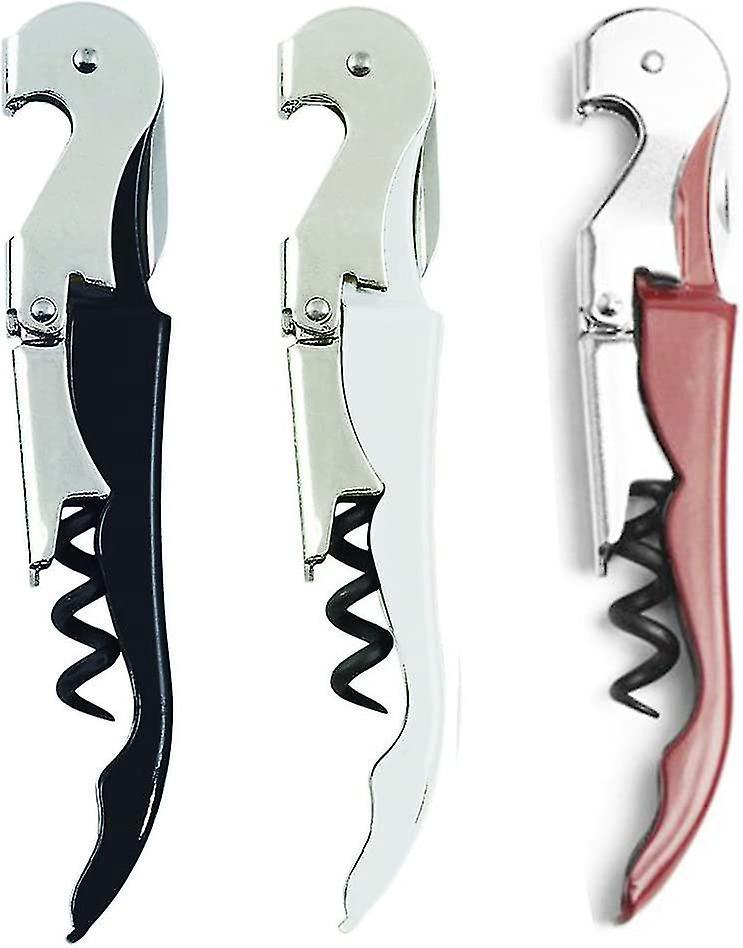 3-in-1-korkenzieher Und Flaschenöffner Aus Edelstahl Mit Folienschneider – Doppelgelenk-korkenzieher, Schwarz
