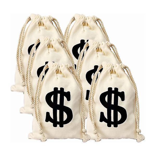 Set Mit 6 Stoffbeuteln Mit Kordelzug, Geschenktüten, Dollarzeichen-design